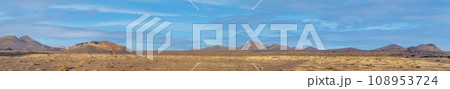Panoramic view over the barren volcanic Timanfaya National Park on Lanzarote 108953724