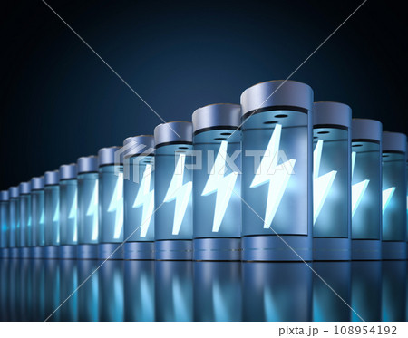 Group of li-ion or rechargeable batteries with bolt 108954192