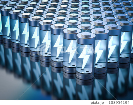 Group of li-ion or rechargeable batteries with bolt 108954194