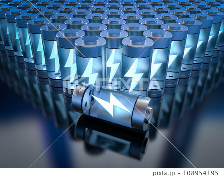 Group of li-ion or rechargeable batteries with bolt 108954195