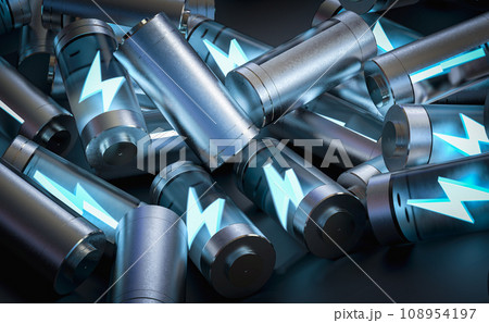 Group of li-ion or rechargeable batteries with bolt 108954197
