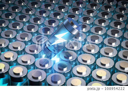 Group of li-ion or rechargeable batteries with bolt 108954222