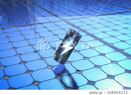 Group of alkaline or rechargeable batteries with solar panels 108954233