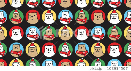 bear polar seamless pattern Christmas scarf Santa Claus hat vector polka dot pet doodle cartoon gift wrapping paper tile background repeat wallpaper illustration scarf isolated design bear polar seamless pattern Christmas scarf Santa Claus hat vector polka dot pet doodle cartoon gift wrapping paper tile background repeat wallpaper illustration scarf isolated design 108954507