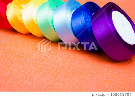 Rolls of satin ribbons multicolored - for hobbies Rolls of satin ribbons multicolored - for hobbies 108955707