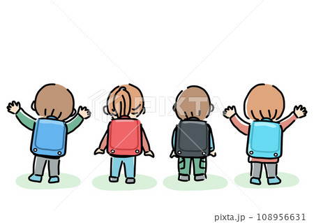ランドセルを背負った4人の小学生 108956631