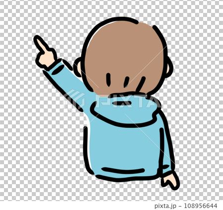 Upper body illustration of an elementary school student explaining by pointing Upper body illustration of an elementary school student explaining by pointing 108956644