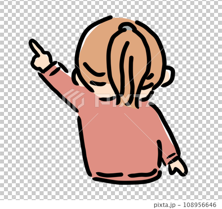 Upper body illustration of a girl explaining by pointing Upper body illustration of a girl explaining by pointing 108956646