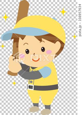 野球をする笑顔の子どものイラスト 野球をする笑顔の子どものイラスト 108957634