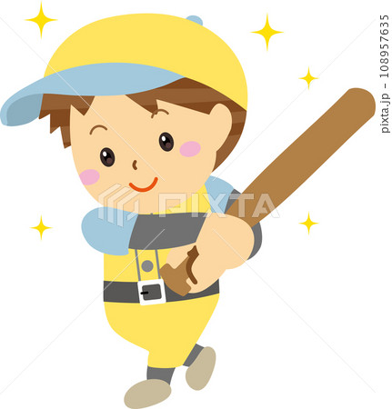 野球をする笑顔の子どものイラスト 108957635