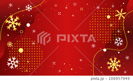 メリークリスマス、キラキラした雪の結晶と赤色の背景。ベクターイラスト素材 108957949