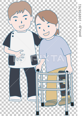 使用助行器進行復健治療的患者和醫務人員 108958761