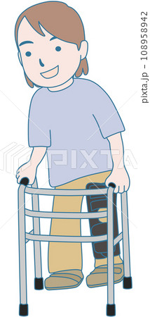 歩行器でリハビリをする患者 108958942