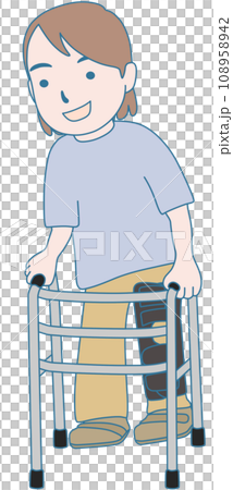 歩行器でリハビリをする患者 108958942