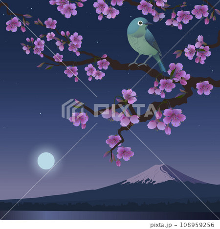 nightingale on a branch night landscape nightingale on a branch night landscape 108959256