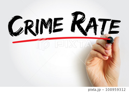 Crime Rate is the ratio between the number of felonies and misdemeanours recorded by the police, text concept background 108959312