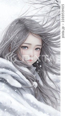 AIイラスト　雪舞う世界の美少女9 108959405