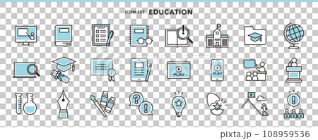 用於教育、學習、大學等的圖示集。 108959536