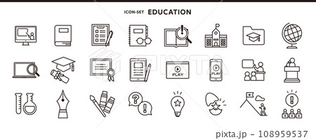 教育や学習、大学などのアイコンセット 108959537