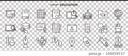 教育や学習、大学などのアイコンセット 108959537