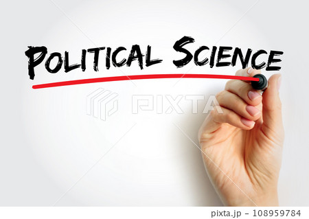 Political science - study of politics and power from domestic, international, and comparative perspectives, text concept background 108959784