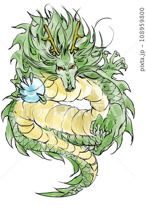 水彩風の龍のかっこいいイラスト 水彩風の龍のかっこいいイラスト 108959800