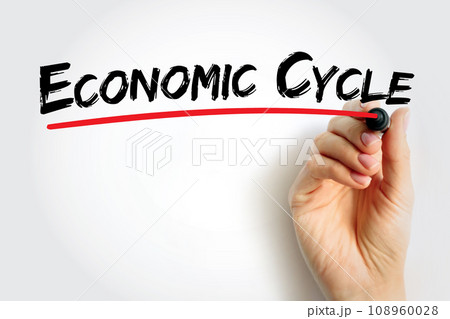 Economic Cycle - overall state of the economy as it goes through four stages in a cyclical pattern, text concept background Economic Cycle - overall state of the economy as it goes through four stages in a cyclical pattern, text concept background 108960028