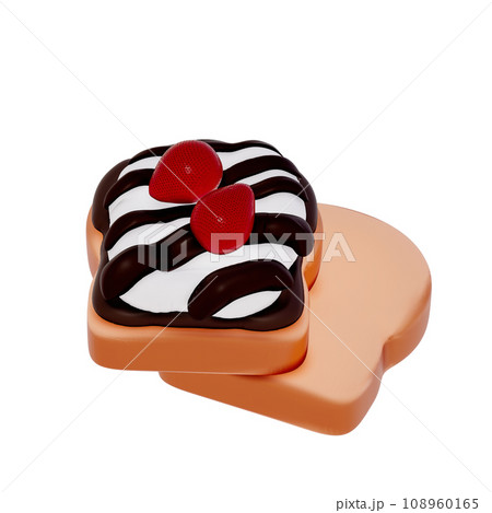 Chocolate Dessert 3D Clipart , Chocolate toast on a tranparent background . 3D rendering 108960165