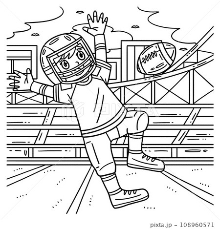 American Football Player Catching Ball Coloring のイラスト素材 [108960571] - PIXTA