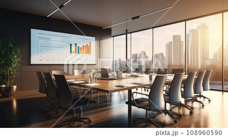 A well-lit modern office photo realistic illustration - Generative AI. 108960590
