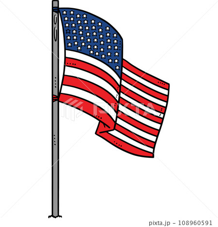 Patriotic American Flag Cartoon Colored Clipart  108960591