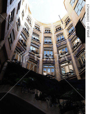 Patio in historical building in European BARCELONA city in Spain - vertical Patio in historical building in European BARCELONA city in Spain - vertical 108960625