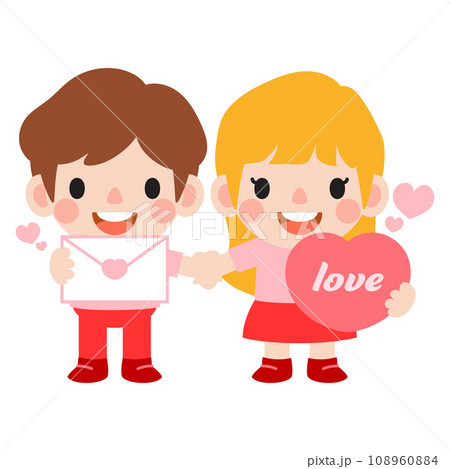 happy valentines day teen couple clipart. Romantic girl and boy giving heart gift happy valentines day teen couple clipart. Romantic girl and boy giving heart gift 108960884
