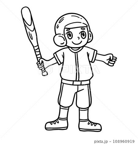 Boy Holding a Baseball Bat Isolated Coloring Page Boy Holding a Baseball Bat Isolated Coloring Page 108960919