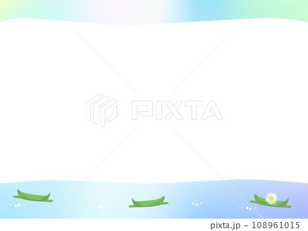 水面に浮かぶ笹舟が描かれたフレーム 108961015