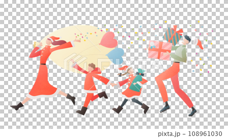 Stylish flat illustration of family dressed as Santa for Christmas 108961030