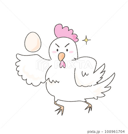 卵を見せつけるゆるいにわとり 108961704