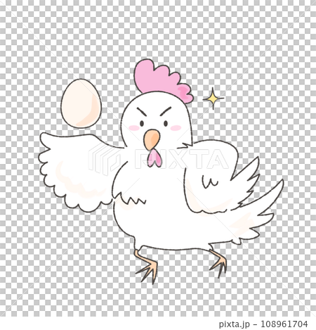 卵を見せつけるゆるいにわとり 108961704