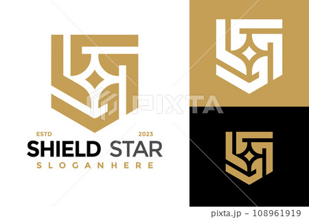 Luxury Shield Star Logo design vector symbol icon illustration 108961919