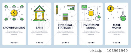 Vector modern thin line crowdfunding vertical web banner set 108961949