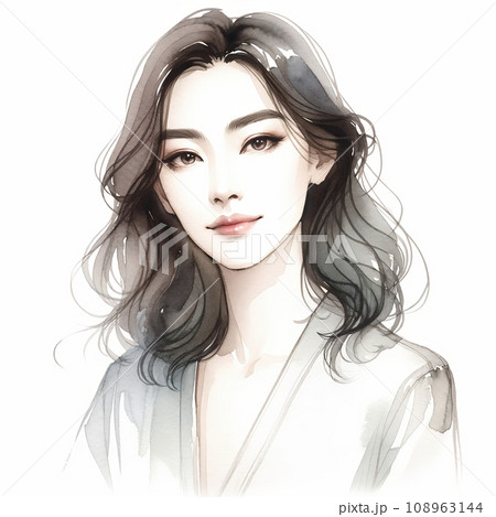洗練された美しい女性の水彩イラストのイラスト素材 [108963144] - PIXTA