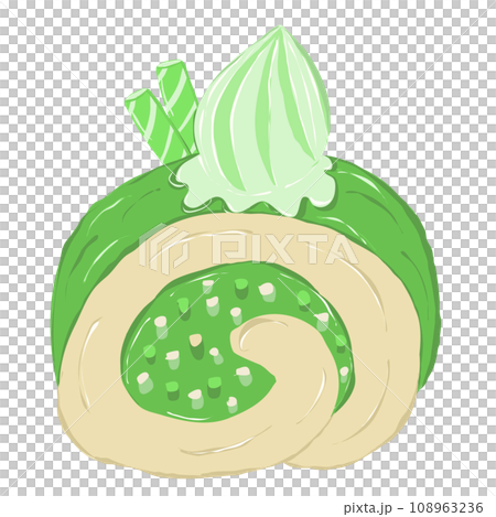 Matcha Swiss roll a green roll with a green filling 108963236