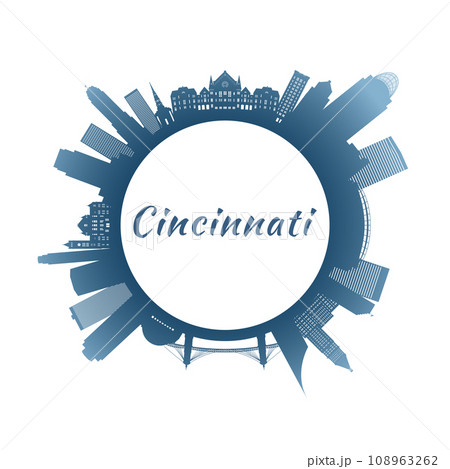 Cincinnati skyline with colorful buildings. Cincinnati skyline with colorful buildings. 108963262
