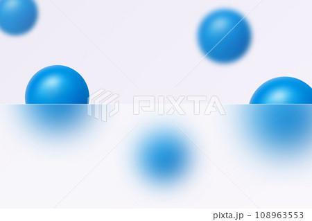 Landing page Glass morphism with rectangular border frame. Vector illustration with blurry floating spheres in blue color. 108963553