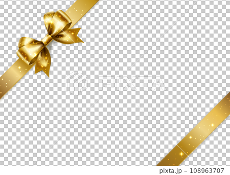 Sparkling satin ribbon (diagonal, gold) 108963707
