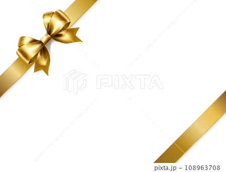 シンプルなサテンのリボン(斜め・ゴールド) シンプルなサテンのリボン(斜め・ゴールド) 108963708