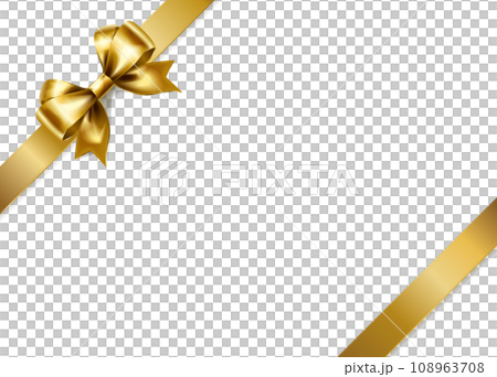 シンプルなサテンのリボン(斜め・ゴールド) シンプルなサテンのリボン(斜め・ゴールド) 108963708