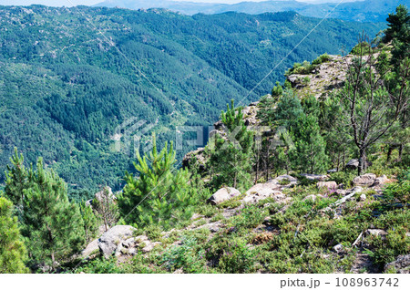 The viewpoint of Junceda, at an altitude of 915 meters, where entire valley of the Geres river can be seen, mountains on the background The viewpoint of Junceda, at an altitude of 915 meters, where entire valley of the Geres river can be seen, mountains on the background 108963742