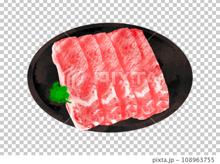 Illustration of sukiya and yakiniku painted in watercolor 108963755