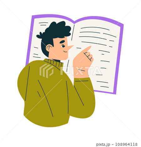 Education with Man Character Reading Book Learning and Study Vector Illustration Education with Man Character Reading Book Learning and Study Vector Illustration 108964118